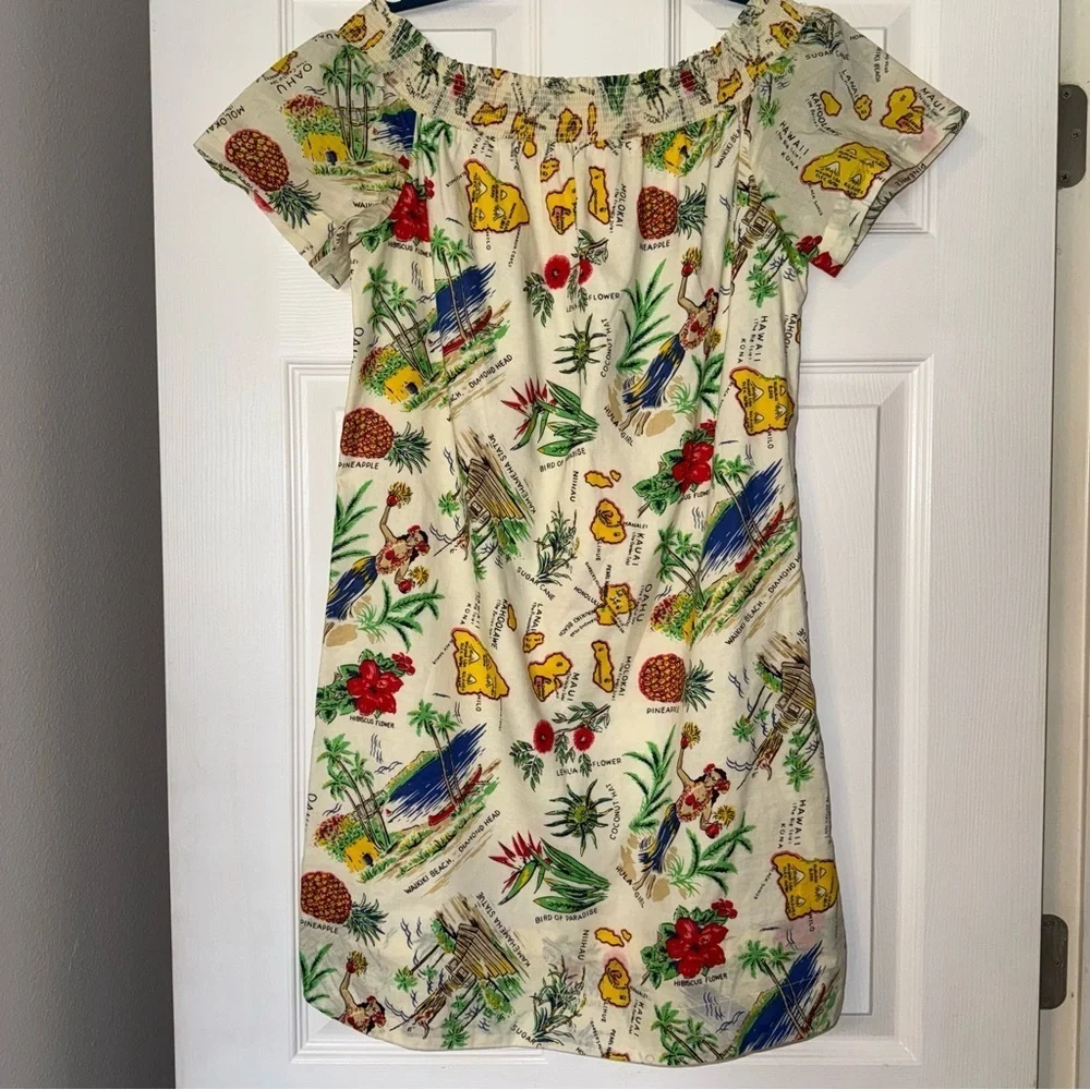 J. Crew Hawaii Print Off Shoulder Dress